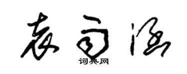 朱錫榮袁雨涵草書個性簽名怎么寫
