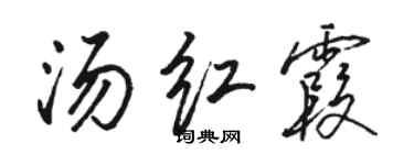 駱恆光湯紅霞行書個性簽名怎么寫