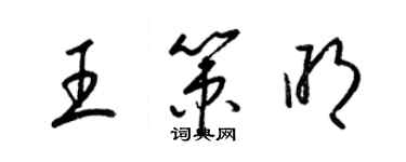 梁錦英王策明草書個性簽名怎么寫