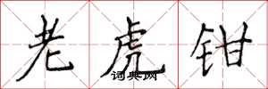 侯登峰老虎鉗楷書怎么寫