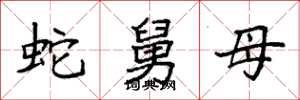 袁強蛇舅母楷書怎么寫