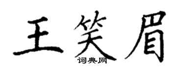 丁謙王笑眉楷書個性簽名怎么寫