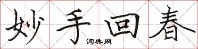 駱恆光妙手回春楷書怎么寫