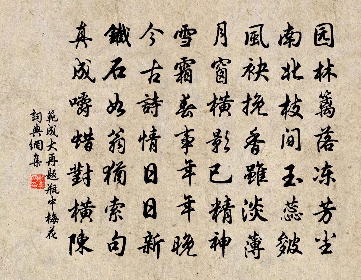 范成大再題瓶中梅花書法作品欣賞