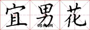 丁謙宜男花楷書怎么寫