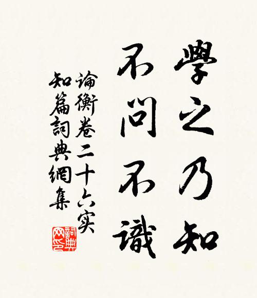 王充學之乃知,不問不識。書法作品欣賞