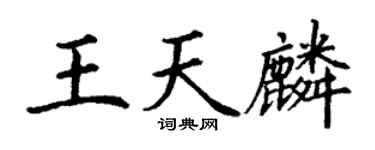 丁謙王天麟楷書個性簽名怎么寫