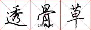 荊霄鵬透骨草行書怎么寫