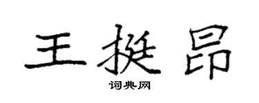 袁強王挺昂楷書個性簽名怎么寫