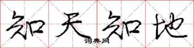 龐中華知天知地行書怎么寫