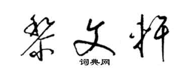 梁錦英黎文軒草書個性簽名怎么寫