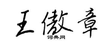 王正良王傲章行書個性簽名怎么寫