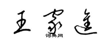 梁錦英王家進草書個性簽名怎么寫