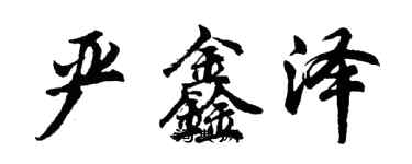 胡問遂嚴鑫澤行書個性簽名怎么寫