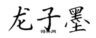 丁謙龍子墨楷書個性簽名怎么寫