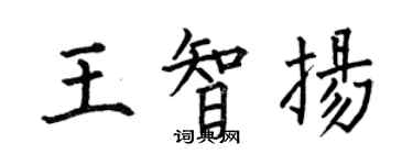 何伯昌王智揚楷書個性簽名怎么寫