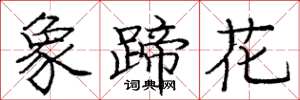 龐中華象蹄花楷書怎么寫
