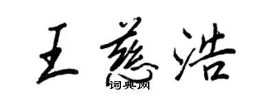 王正良王慈浩行書個性簽名怎么寫