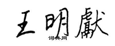 王正良王明獻行書個性簽名怎么寫