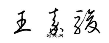 梁錦英王嘉駿草書個性簽名怎么寫