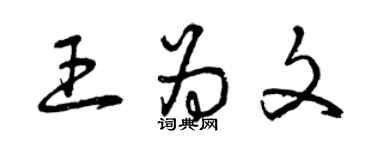 曾慶福王為文草書個性簽名怎么寫