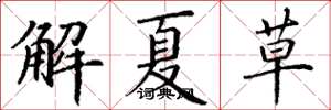丁謙解夏草楷書怎么寫