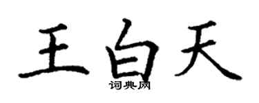 丁謙王白天楷書個性簽名怎么寫