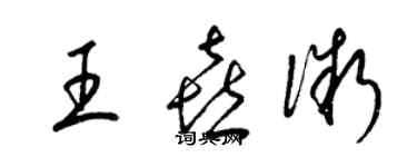 梁錦英王喜微草書個性簽名怎么寫