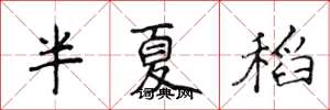 侯登峰半夏稻楷書怎么寫