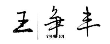 曾慶福王爭豐行書個性簽名怎么寫