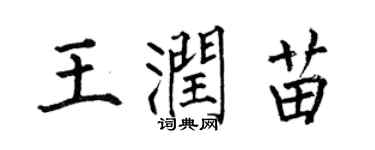 何伯昌王潤苗楷書個性簽名怎么寫