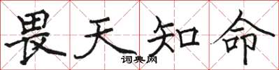 駱恆光畏天知命楷書怎么寫