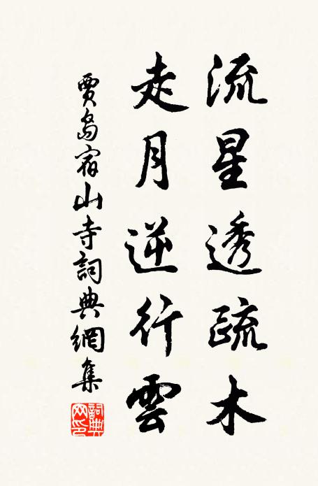 賈島流星透疏木,走月逆行雲。書法作品欣賞