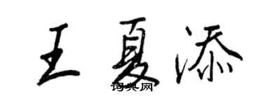 王正良王夏添行書個性簽名怎么寫