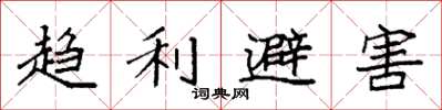 袁強趨利避害楷書怎么寫