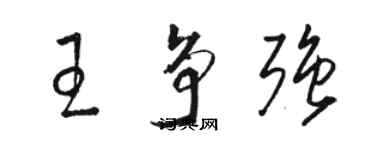 駱恆光王爭強草書個性簽名怎么寫