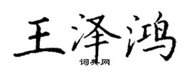 丁謙王澤鴻楷書個性簽名怎么寫