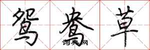 荊霄鵬鴛鴦草行書怎么寫