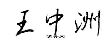 王正良王中洲行書個性簽名怎么寫
