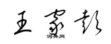 梁錦英王家彭草書個性簽名怎么寫