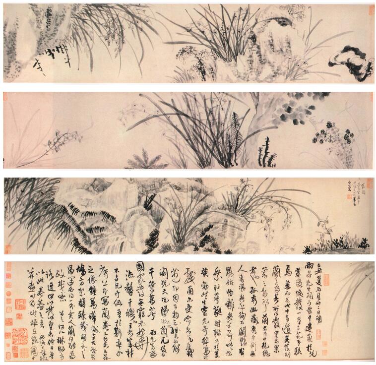 王鐸行書《枯蘭復花圖卷》_王鐸書法作品欣賞