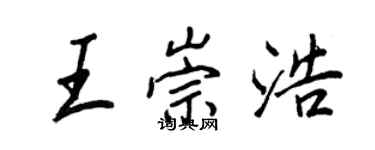 王正良王崇浩行書個性簽名怎么寫