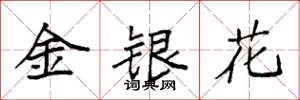 袁強金銀花楷書怎么寫
