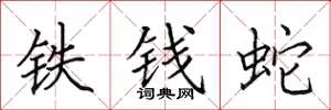 田英章鐵錢蛇楷書怎么寫