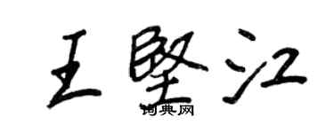 王正良王堅江行書個性簽名怎么寫