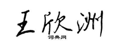 王正良王欣洲行書個性簽名怎么寫