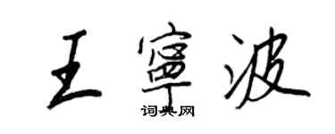 王正良王寧波行書個性簽名怎么寫