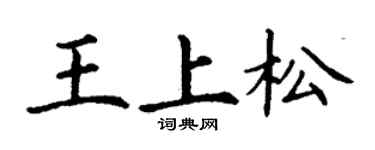 丁謙王上松楷書個性簽名怎么寫
