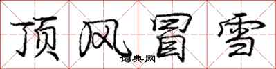 龐中華頂風冒雪行書怎么寫