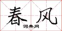 袁強春風楷書怎么寫